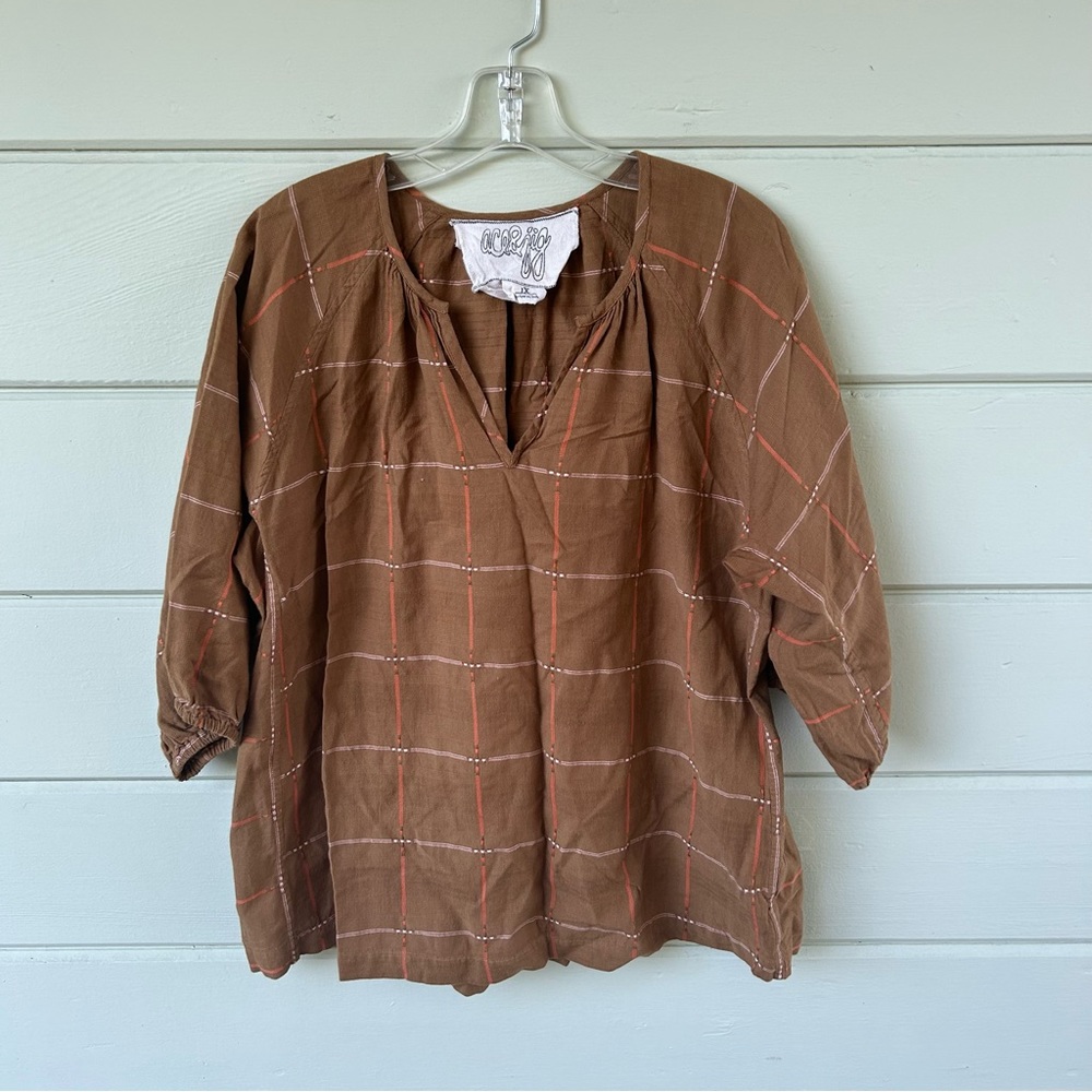 Ace & Jig Brown Plaid Blouse